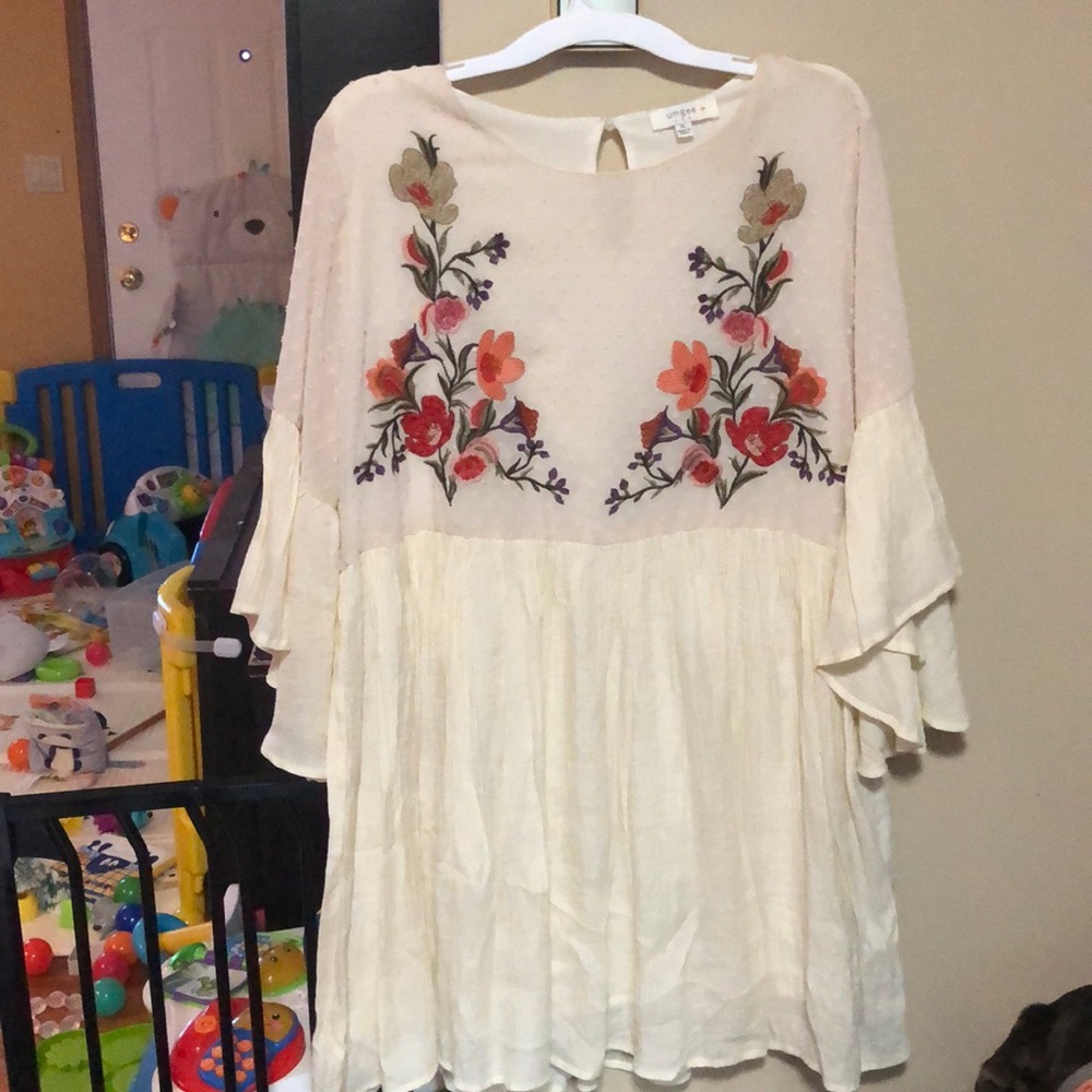 Boho style midi babydoll dress